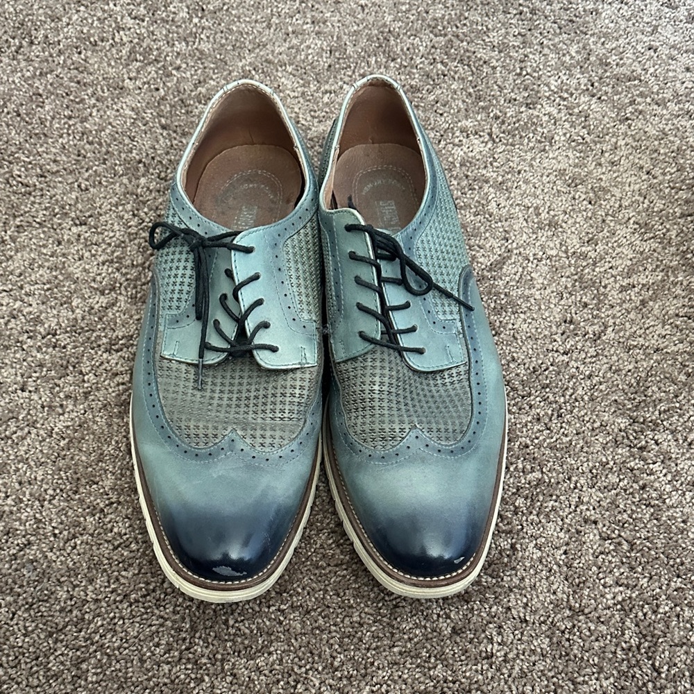 Stacy Adams Blue Teal Wingtip Oxfords